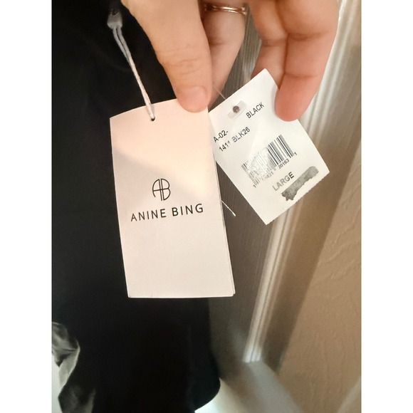 ANINE BING Chloe Black Silk Rayon Mini Slip Dress Size Large - Picture 3 of 4